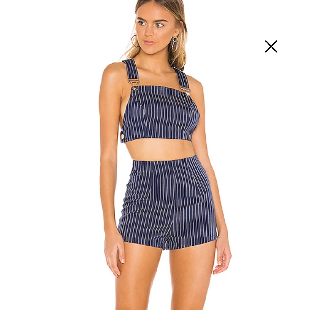 Zara Overall Short Set in Blue